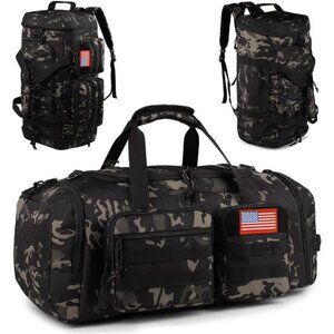 Large Tactical Gym Bag 50L Travel Duffle Backpack Shoe Compartment Weekender